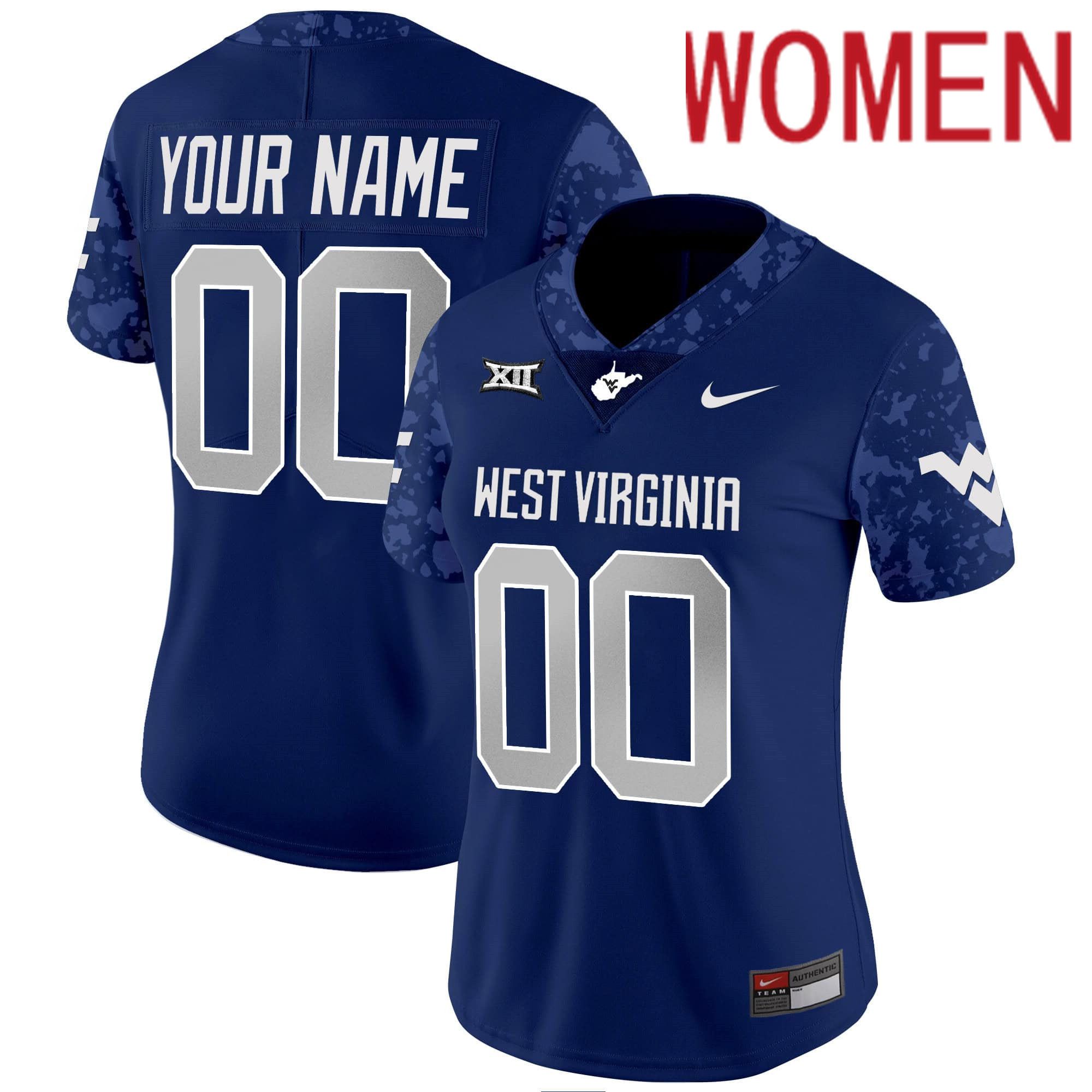 Women West Virginia Mountaineers Blue 2024 Nike Vapor Limited Custom NCAA Jersey->customized nfl jersey->Custom Jersey